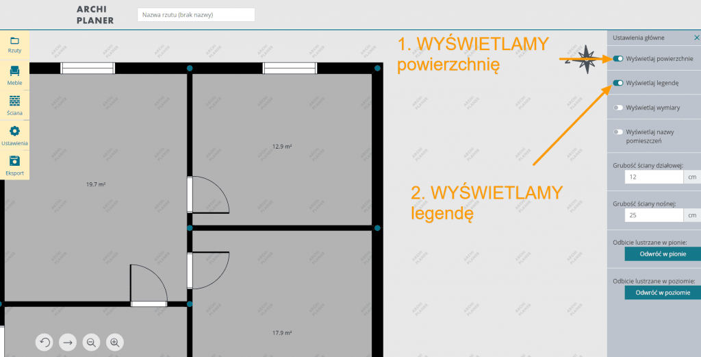 wyświetlamy legendę na rzucie