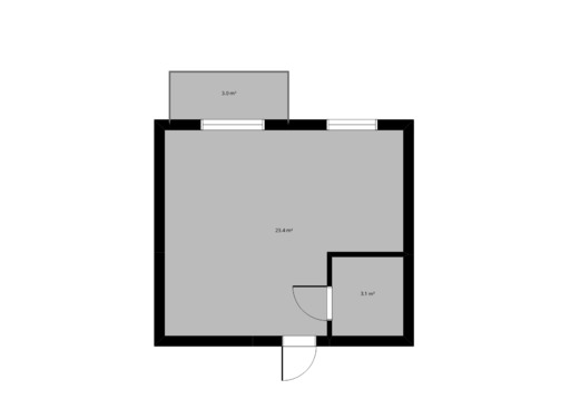 1 pokojowy rzut mieszkania 25,5 metrów