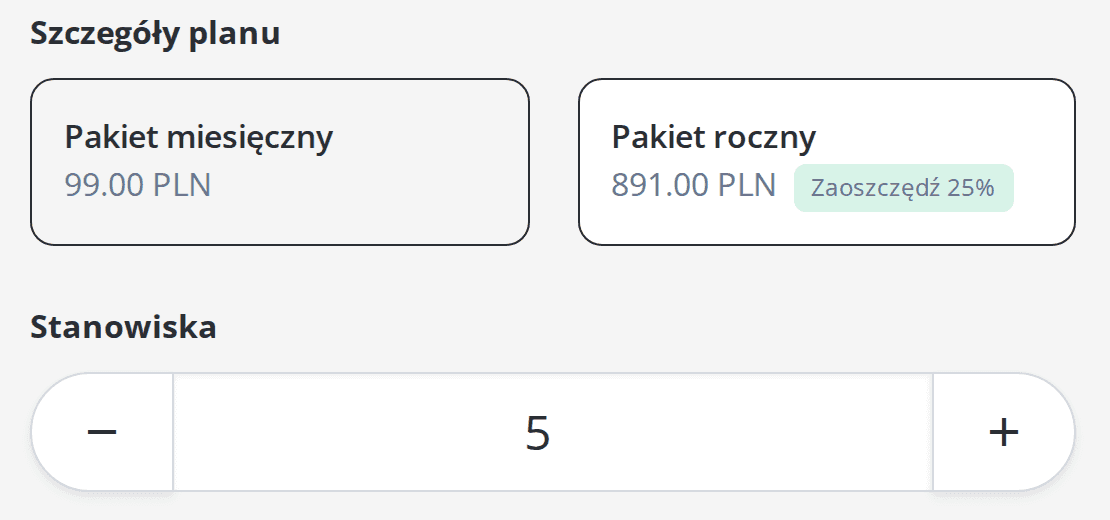 Wybór okresu i pole Stanowiska