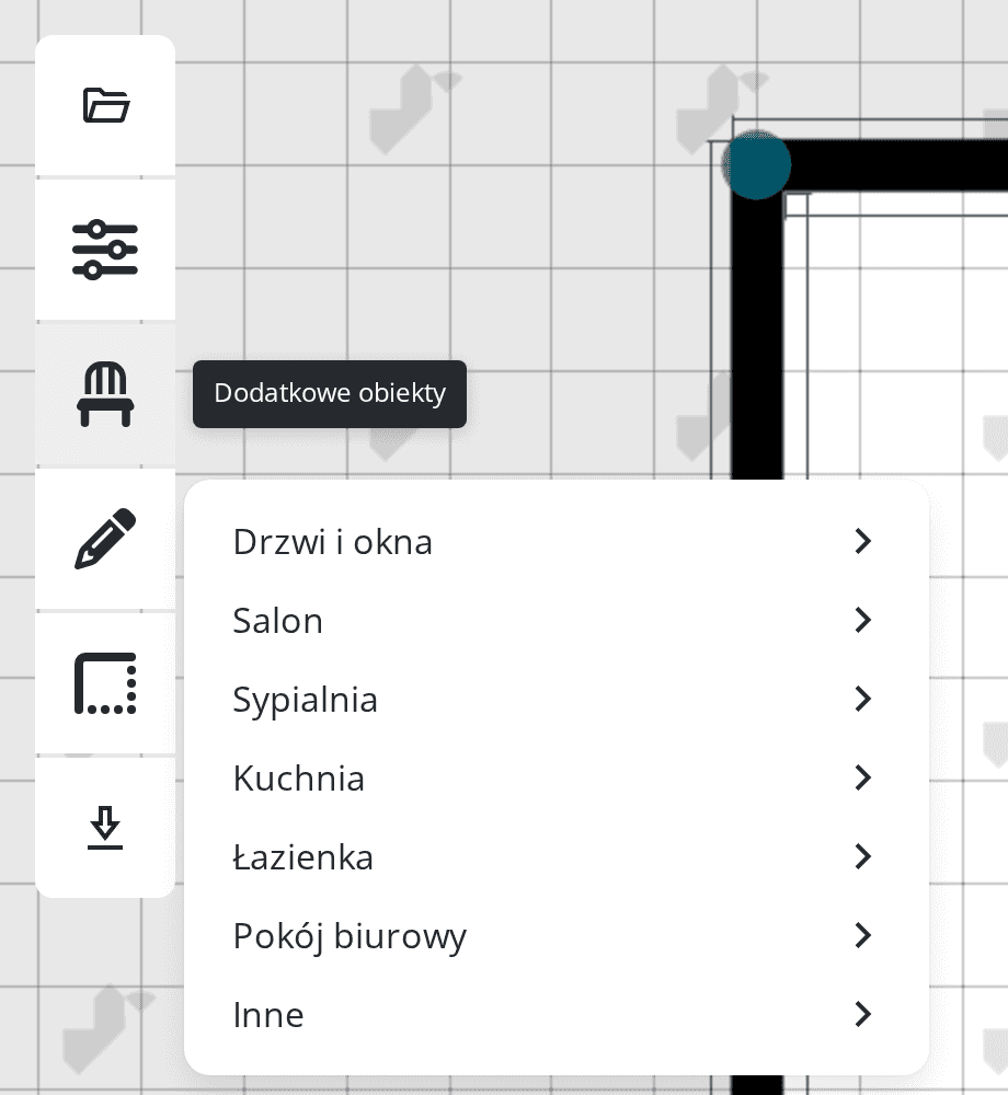 Ikona Dodatkowe obiekty w menu rysownika